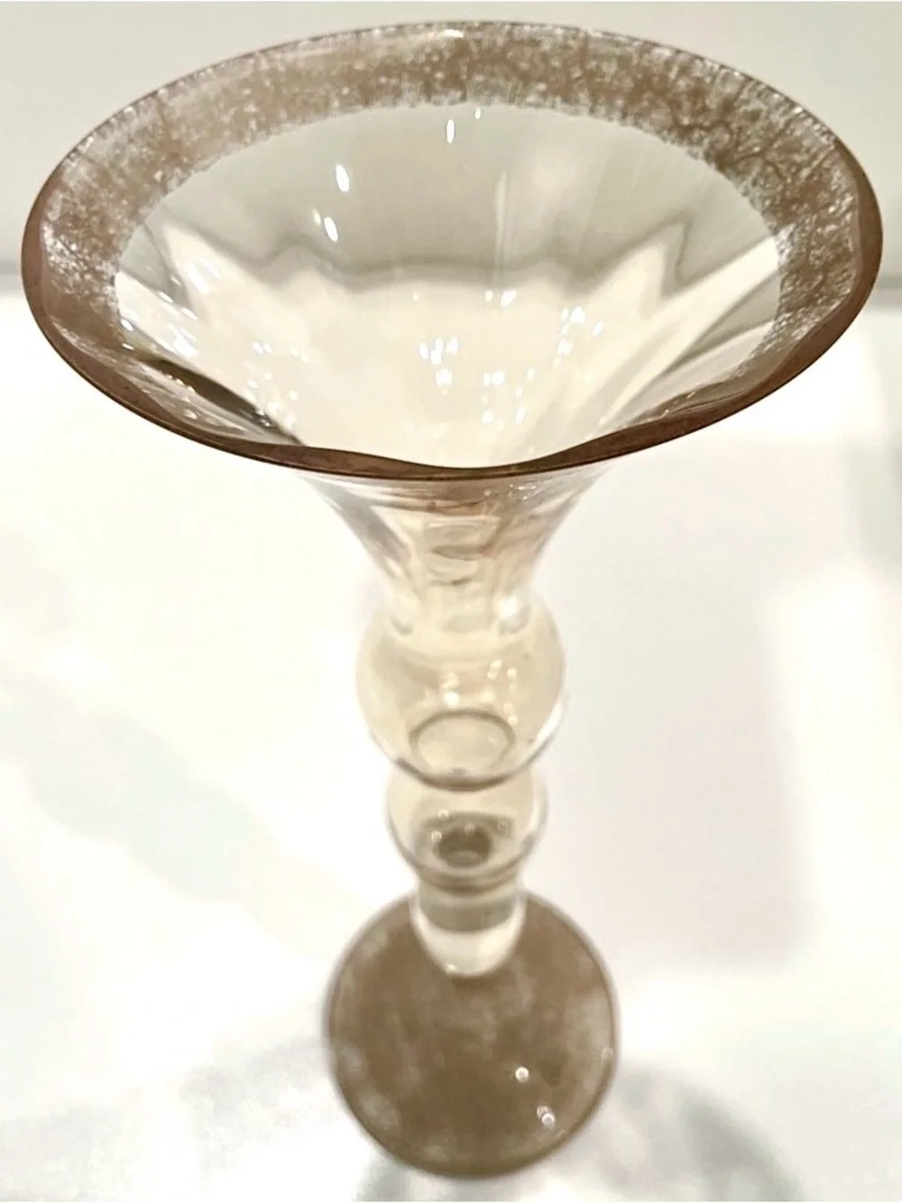 Bombay Glass Vintage Champagne & Gold Carnival Glass Vase | Opalescent